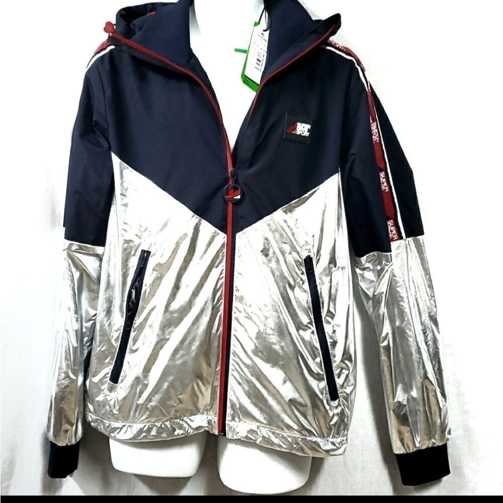 Superdry Sport Stripe Chrome Jacket Size Large